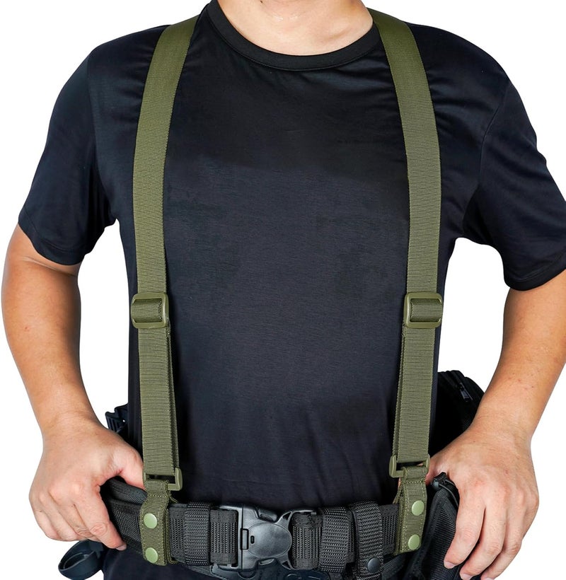 KUNN Tactical Duty Belt Suspenders 1.5 Inch Police Harness for Men,Adjustable,Army Green - Image 2